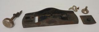 Vintage Stanley No 60 1/2 Block Plane Body And Parts,  Lock Nut,  Throat Plate,  Depth