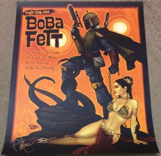 Ant Lucia Signed Star Wars Pop Art Print Boba Fett & Slave Leia
