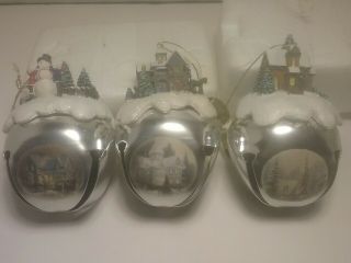 Ashton Drake Thomas Kinkade Sleigh Bells Ornaments Set 3