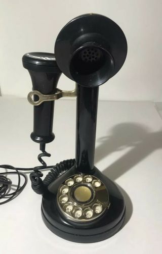 Vintage American Classic Candlestick Telephone Rotary Dial Black Retro Phone