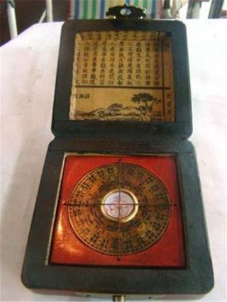 Traditional Chinese  Feng Shui  Compass With Dragon Phoenix Wooden Box