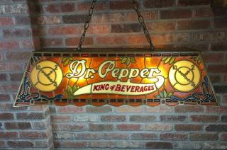 Vintage 1970’s Dr.  Pepper Tiffany Style Hanging Light Pool Table Bar Rare