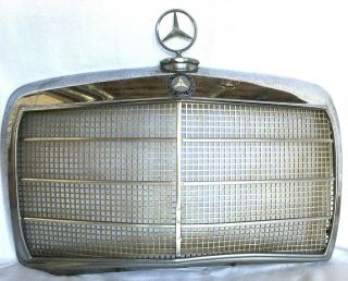 Vintage Mercedes Benz Grill All Metal W/ Emblem & Ornament 26 " W X 19.  5 " H