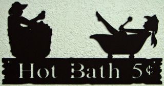 Hot Bath Cowboy Cowgirl Wall Word Sign Rustic Western Metal Art Decor