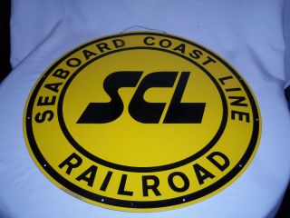 Vintage Seaboard Coast Line Railroad Round Metal Sign 22 " Shape