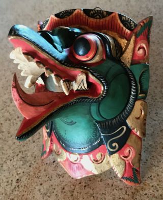 Garuda Mask - Balinese Wooden Carved - Green