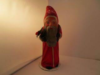 Vintage 6 " Ino Schaller Papier Mache Santa Claus In Red Christmas Figure B
