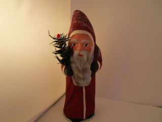 Vintage 6 " Ino Schaller Papier Mache Santa Claus In Red Christmas Figure