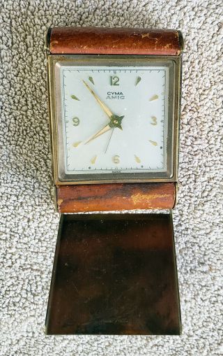 Vintage Cyma Amic Swiss Made Desk Alarm Clock 10 Ten Jewels Model Depose 2