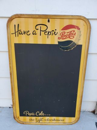 Vintage Have A Pepsi Sign Chalkboard Menu Stout Co.  Stripe Bottlecap Sign M - 222