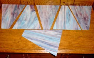 6 Antique Blue / Purple Slag Glass Lamp Shade Pyramid Panels