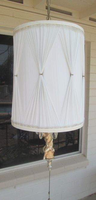 Vintage Mid Century Swag Hanging Lamp Shade Hollywood Regency Retro Cherub