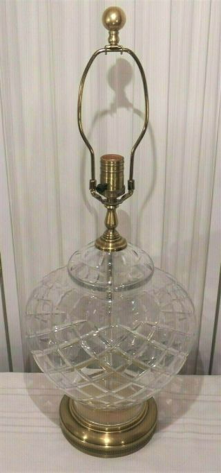 Vintage " Wildwood " Large Glass Cut Crystal Table Lamp