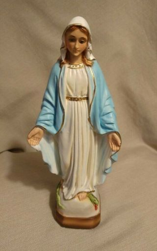 Vintage Virgin Mary Madonna Hand Painted Chalkware Statue Figurine 9 "
