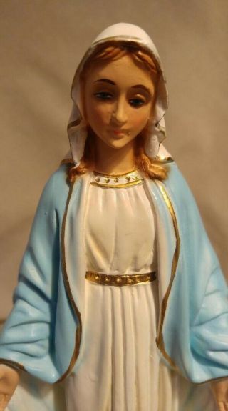 Vintage Virgin Mary Madonna Hand Painted Chalkware Statue Figurine 9 