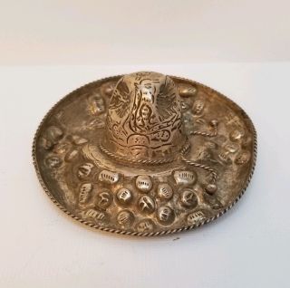 Vintage Stamped Sterling Silver Hand Crafted Sombrero Hat