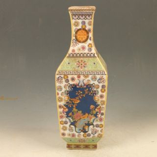 Chinese Enamel Porcelain Hand Painted Flower & Bird Vase Hn101