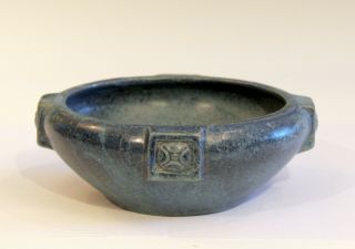 Vintage Matt Blue Zanesville Art Pottery Arts & Crafts Bowl
