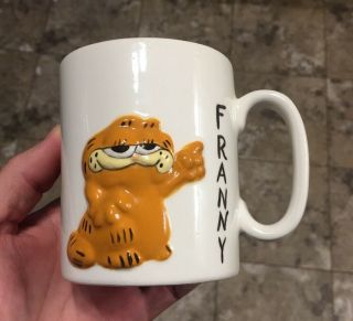 Vintage Ceramic Garfield Coffee Tea Mug “franny” Fran Hand Painted