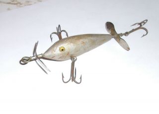 Antique Wooden Minnow 3 Hook F.  C.  Woods,  Or Keeling Lure Early 1900 