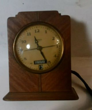Vintage Hammond Synchronous Art Deco Skyscraper Wood Case Electric Clock
