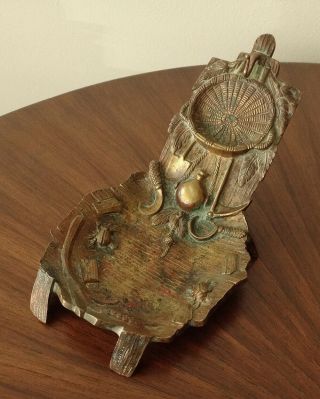 Antique 19thc French Bronze Pocket Watch Holder/stand - Farm/farming/agriculture