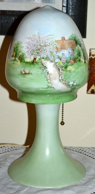 Antique Noritake Nippon Art Deco Hand Painted Porcelain Table Lamp Light