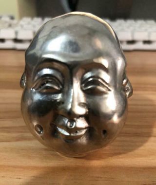China Tibet silver 4 emotions four faces of Buddha head statue 2