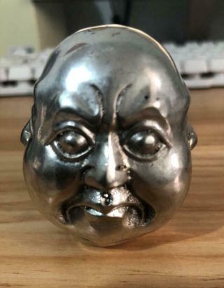 China Tibet silver 4 emotions four faces of Buddha head statue 3