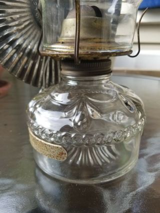 Antique Eagle Oil Lamp with Tin Reflector and Hurricane Glass 2