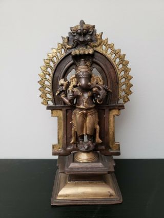 Tall Metallic Ganesha Statue From India - Handmade,  Bronze/copper/brass
