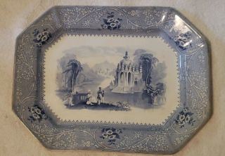 Antique 1840s W.  Adams & Sons Staffordshire - Transferware Platter - Columbia - 12 1/4