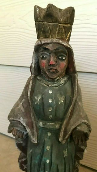Vintage Wooden Carving Of King Or Queen Mother Mary?