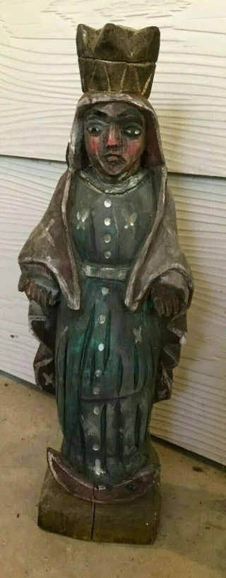 Vintage Wooden Carving of King or Queen Mother Mary? 2
