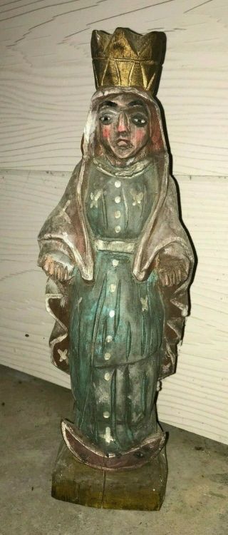 Vintage Wooden Carving of King or Queen Mother Mary? 3