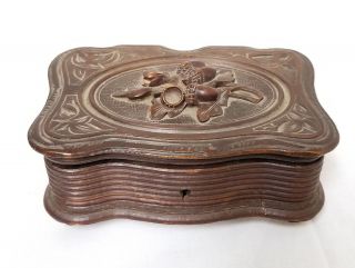 Antique Vintage Austrian German Black Forest Trinket Jewelry Box Casket