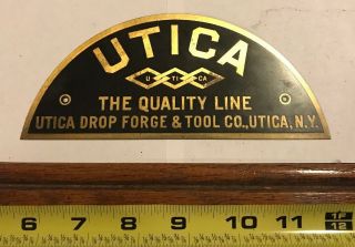 Vintage Antique Brass Utica Forge & Tool Co Quality Line Knife Showcase Plaque