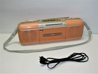 Vintage Pink Sharp Qt - 50 Stereo Radio Cassette Recorder Stranger Things