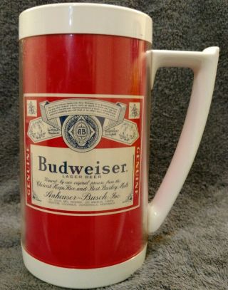 Budweiser Lager Beer Vintage Thermo Serv Insulated Plastic Mug Stein 16 Oz Pint