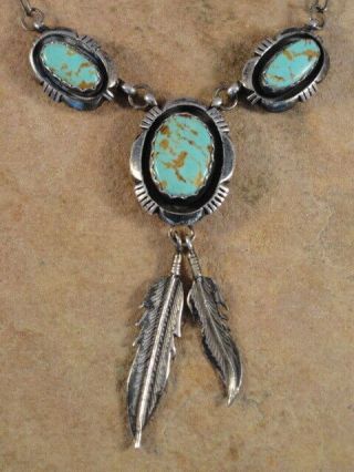 Vintage Pawn Hand Made Navajo Sterling Silver Turquoise Necklace