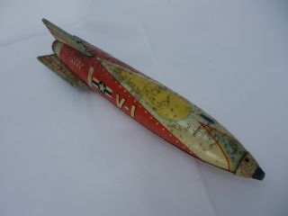 Vintage Masudaya V - 1 USAF Rocket Tin Litho Friction Toy 2
