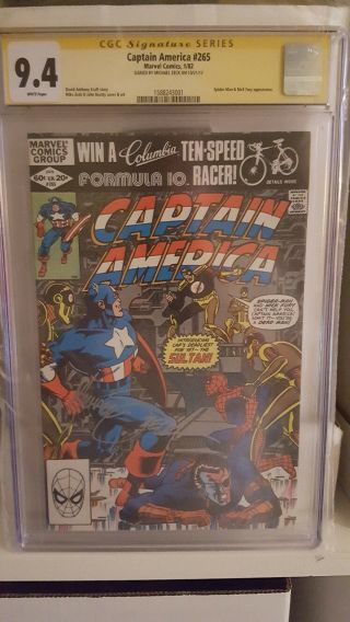 Captain America 265 Cgc 9.  4 Signed By Mike Zeck Spider Man App.