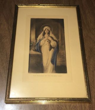 Vintage Framed Print The Madonna Of The Sacred Coat - Edward Gross Co.  Ny