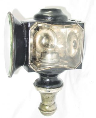 Antique Horse Drawn Coach Carriage Kerosene Oil Lantern Lamp w/ Beveled Glass 2