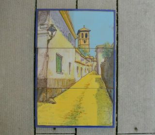 Vintage José Mensaque Sevilla Spain Cuesta De San Cristobal 3 Piece Art Tile Set