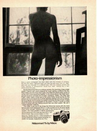 1969 Nikkormat Ftn By Nikon Camera Female Nude Silhouette Garden City Print Ad