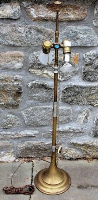 Vintage 1986 Brass Chapman Lamp - Fox Hunting Horn Form 37 " Tall