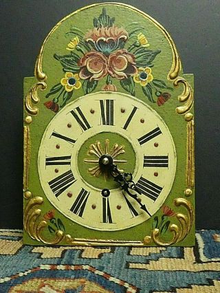 Vintage Hand Painted Wooden Wall Clock Germany