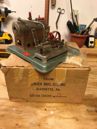Vintage Jensen Mfg Co Steam Engine 75 W/ Box & Dry Fuel Pellets