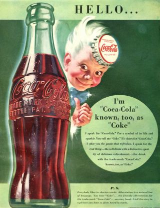 1942 Vintage Ww2 Beverage Ad Coca Cola,  " Hello I 